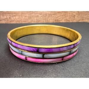 Vintage dyed mother of pearl and brass bangle